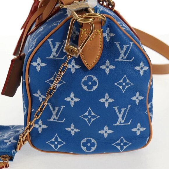 LOUIS VUITTON Monogram Speedy P9 Bandouliere 25 Bag Blue M24424 LV Auth 139046SM - Picture 4 of 15